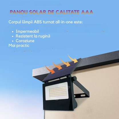 Proiector solar pliabil cu LED-uri, control prin telecomanda, IP65